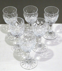 Royal Brierley Hand Cut Crystal «Gainsborough» SET Six Cordial Glasses 3 3/4″