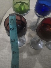 SET OF 6 Vtg. Farber Bros Krome Kraft Multi-Colored Cambridge Glass Clarets