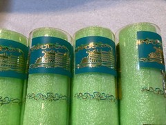 Lot of 7 Vintage Libbey Southern Comfort 22K Gold & Aqua Riverboat Barware GUC