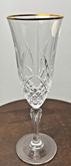 4 Salzburg Cristal De Flandre Champagne 24% Crystal Gold Flutes IOB France Vtg