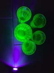Hazel Atlas Uranium Juice Glasses Blacklight Glow Lot Of 5 Surface Wear