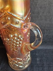 Fenton Marigold Carnival Glass Lattice & Grape Water Set Tankard & 4 Tumblers