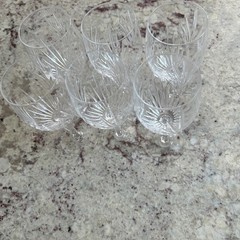 Princess House – Royal Highlights 6 Wine Glasses circa 1988 Blown Glass Crystal