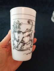 2 Tumblers Borden Dairy Elsie the Cow & Friends Milk Glasses Vintage