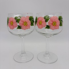 Set of 4 Franciscan Desert Rose Glass 6 1/2″ Goblets 10oz