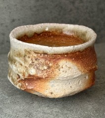 Hide Fujimoto Anagama Guinomi Sake Cup Natural Ash Shigaraki Ware Japan Ceramic