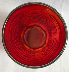Vintage Joe St. Clair, Grape & Cable, Red Carnival Glass Tumbler
