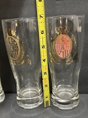 Mid Century Set Of 4 Beer Pilsner Glasses Coat of Arms Lion Castle