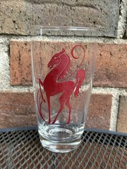 7 VTG Art Deco MCM Barware Prancing Horse Drinking Glasses Highball Pilsner