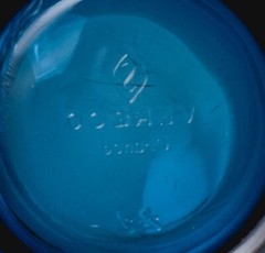 Vereco, France, a set of eight water glasses in blue art glass. Approx. 1970s.