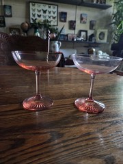 Monique Lhuillier «Blush» Champagne Coupe ULTRA RARE Waterford Crystal Pink Pair