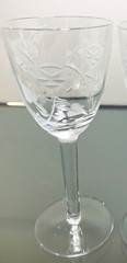 Stemmed Cordial Liqueur Glass Barware Set Of 2 Etched Elegant Floral 5.25″ Tall