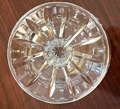 Pair of Crystal Champagne Tall Sherbet Glasses Criss Cross and Vertical Cuts