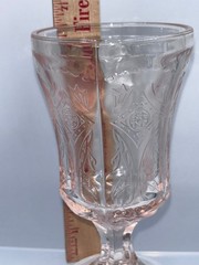 Vintage Pink Depression Glass Goblets Footed Tumblers Etched