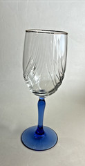 Vintage Replacement Lenox Cobalt Blue Stem Wine Glass Gold Rim Dual Swag