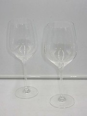 SET OF 2 OLEG CASSINI CRYSTAL LONG STEM WINE GLASSES ~ SIGNED