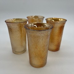Jeanette Glass Marigold Tree Bark 6oz Tumblers Juice Glasses Set Of 4 Vintage