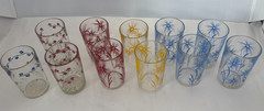 11 Hazel Atlas Swanky Swig Juice Glasses 1940s or 50s Cornflower & Forget Me Not