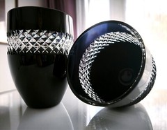 4pcs WATERFORD JOHN ROCHA BLACK Whiskey Tumbler double walled lead crystal