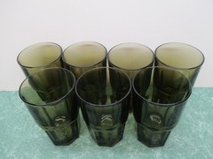 Set Of 7 Crisa Boston Mocha Brown Glasses/Tumblers 5 3/8” Tall 14oz