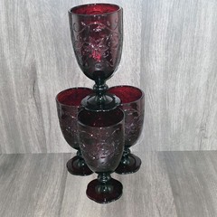 Set of 4 Princess House Fantasia Ruby Red 7″ Iced Tea Goblets