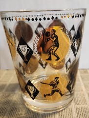 VTG MCM Libbey 4.5″x3.75″ Cocktail Glass Sports Golf Theme Gold Black Barware