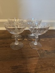 Vintage Fostoria Holly Clear Low Champagne Sherbet Glasses (4)