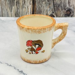 Unmarked Beer Mug Beige Mushroom Stoneware Ceramic Retro With Handle Coffee Cup