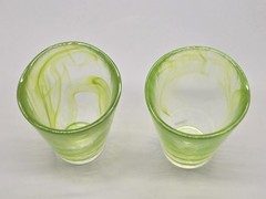 Kosta Boda Mine Green Swirl Tumbler Set Of 2 UHV Ulrica Hydman Vallien Sweden