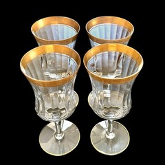 Set Of 4 Vintage Tiffin Franciscan Minton Optic 7” Wine Water Goblets Glasses