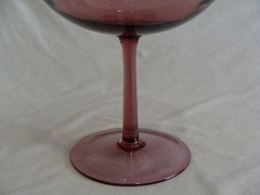 Vintage Amethyst Round Stemmed Glass Centerpiece, Compote, 9″ Tall