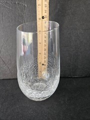 Pier 1 CRACKLE Slanted Angled RIM Glass Stemless Wine Glass 5 3/4 » Tall