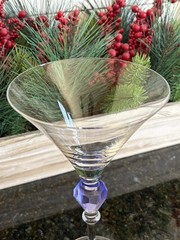 GEMSTONES by Gorham Martini Glass Blue 9 3/8″ Blown Glass Crystal No Chips