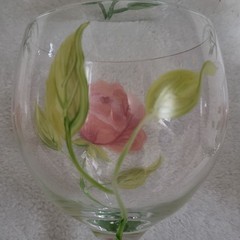 Set Of 7 Handpainted Garden Rose & Sunflower Wine Glasses 8.5″ Tall Vines
