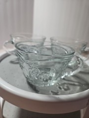 3 Mid-Century Jeanette Glass Punch Cups Embossed Apple Grape Pear 1960’s