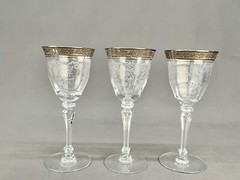 6 Tiffin-Franciscan MELROSE CLEAR Platinum Encrusted 6 5/8” Wine Glasses: MINT