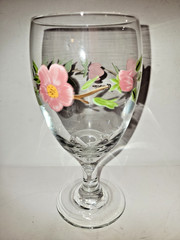Franciscan Desert Rose Pattern Wine / Water Goblet Hand Painted Floral Glass 7”