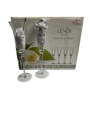 Lenox Santa Rosa Crystal Flutes Glasses 10” Tall Set of 4- Please Read- EUC