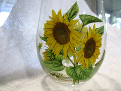 painted Sunflower Helianthus Annuus stemless Portmeirion Botanic Garden glass