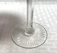 BOHEMIAN STYLE WINE GLASS 7 5/8″ AMETHYST PURPLE CUT TO CLEAR CRYSTAL BOHEMIA