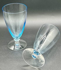 2 Fostoria Fairfax Azure Blue 12 Oz. Ice Teas Blank for Versailles, June, Trojan