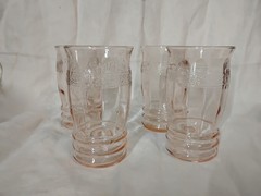 Set of 4 Vintage Macbeth-Evans Glass Dogwood Pink Tumbler Depression