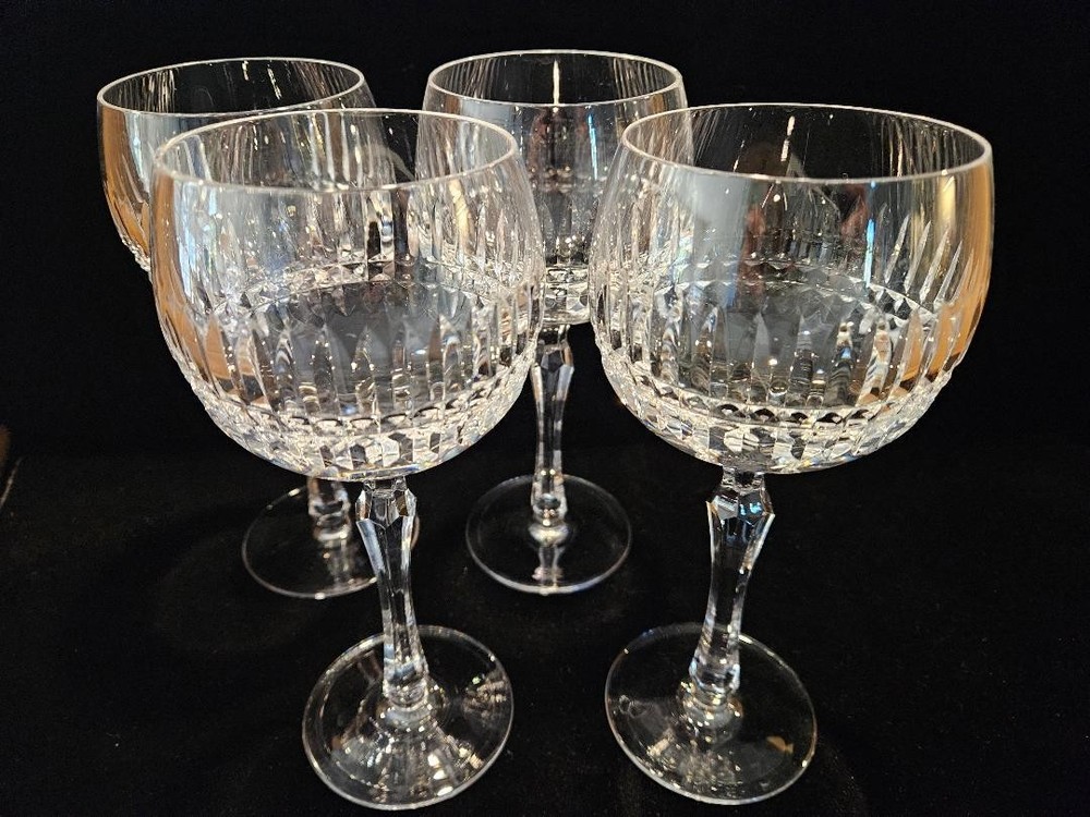 SET OF 4 SCARCE VINTAGE BAYEL «DOMINIQUE» FRENCH CRYSTAL WATER GOBLETS