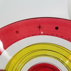 2 Pier One Festive Martini Glasses Red Stripe Hand Blown Glass Star Dot Pattern