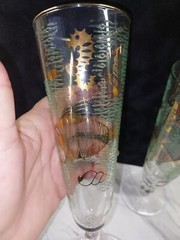 Vtg 2 Libbey Marine Life Pilsner Glasses Fish Seahorse Beach Tropical Gold Aqua