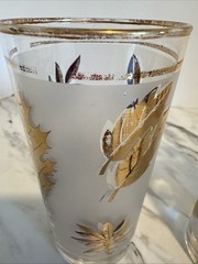 Vtg 70’s Glasses Frosted Gold Leaf Foliage Drinking Cups Set of 2 READ