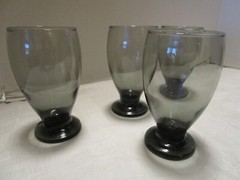 Vintage Cristar Glass footed Tumblers 4-Lexington smoky grey glasses 11 Oz 1980s