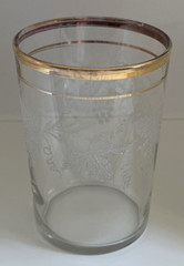 Set of 4 Bartlett Collins Vintage Frosted Grape Vine 22K Gold Trim 8 OZ Tumbler