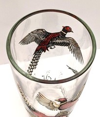 Vintage Hazel Atlas Peasant Highball Glass 8.1/8″ Tall Barware Gold Rim 1950s