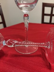 2 Vintage Bohemia Crystal Czechoslovakia Wine or Water Goblets, Optic Swirl